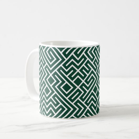 Tiled Lines Generative (Dark Green Fill) Unique Kaffeetasse (Vorderseite Links)