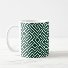 Tiled Lines Generative (Dunkle Grünfüllung) Einzig Kaffeetasse