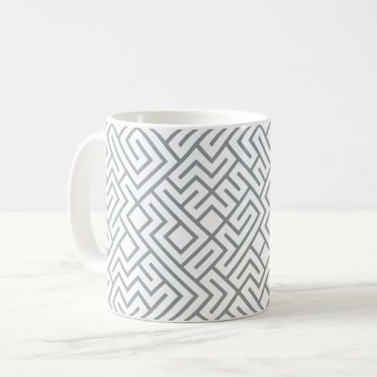 Tiled Lines Generative (Graue Linie) Einzigartig Kaffeetasse (Vorderseite Links)