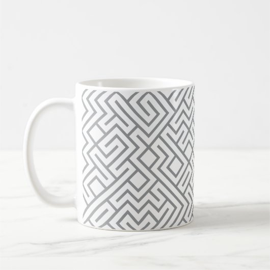 Tiled Lines Generative (Graue Linie) Einzigartig Kaffeetasse (Links)