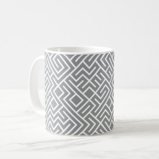 Tiled Lines Generative (Grey Fill) Unique Kaffeetasse (Vorderseite Links)