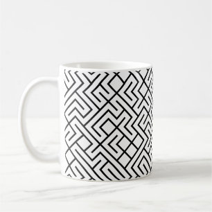 Tiled Lines Generative (Schwarz auf Weiß) Einzigar Kaffeetasse
