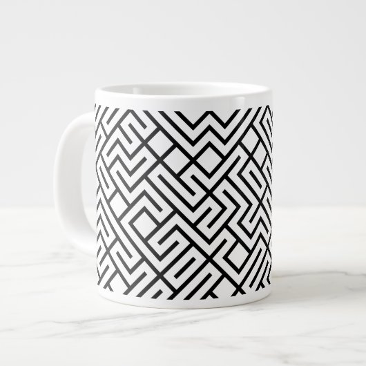 Tiled Lines Generative (Schwarze Linie) Einzigarti Jumbo-Tasse (Vorderseite Links)