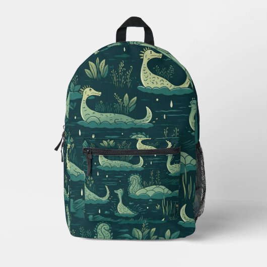Tiled Loch Ness Monster Pattern Bedruckter Rucksack (Vorderseite)