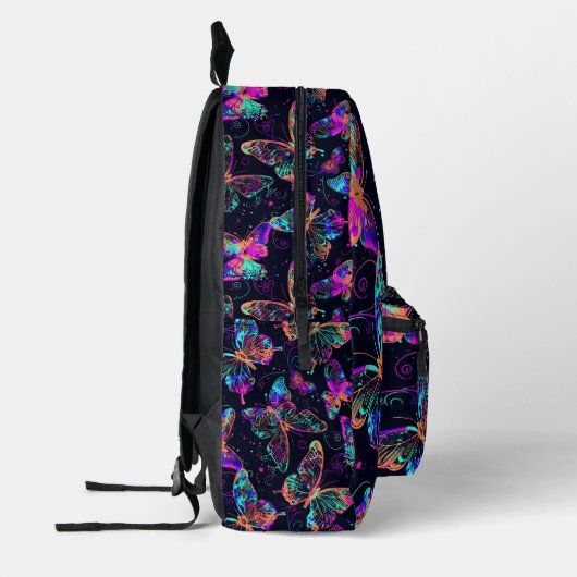 Tiled Neon Butterfly Pattern Bedruckter Rucksack (Links)