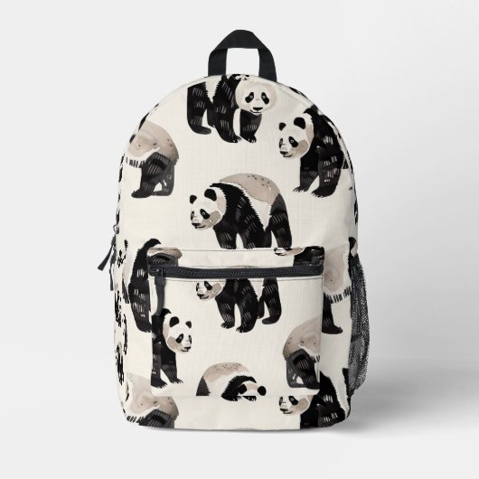 Tiled Panda Pattern Bedruckter Rucksack (Vorderseite)