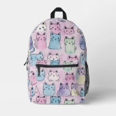 Tiled Pastel Cat Pattern Bedruckter Rucksack (Vorderseite)