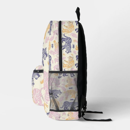 Tiled Pastel Tiger Pattern Bedruckter Rucksack (Rechts)