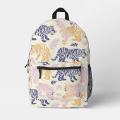 Tiled Pastel Tiger Pattern Bedruckter Rucksack (Vorderseite)