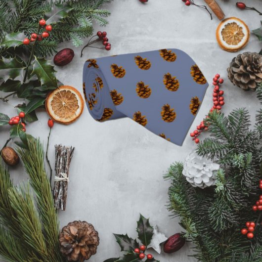 Tiled Pine Cone Foto auf blauem Hintergrund Krawatte