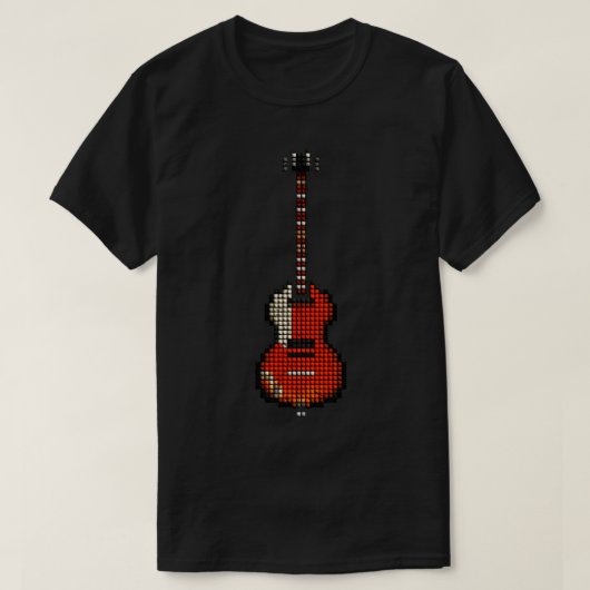 Tiled Pixel Violin Lefty Bass Guitar Upright T-Shirt (Design vorne)