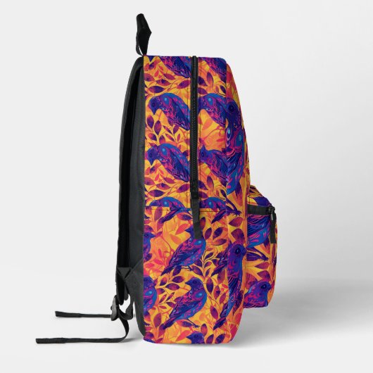 Tiled Psychedelic Bird Pattern Bedruckter Rucksack (Links)