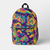 Tiled Psychedelic Tiger Pattern Bedruckter Rucksack (Vorderseite)