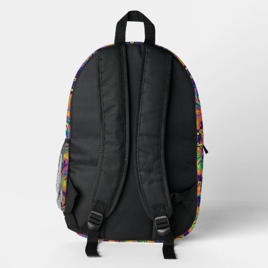 Tiled Psychedelic Tiger Pattern Bedruckter Rucksack (Rückseite)