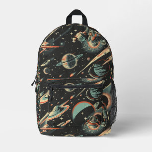 Tiled Sci-Fi Astronaut-Muster Bedruckter Rucksack