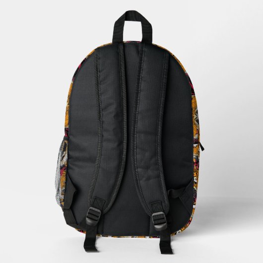 Tiled Snarling Tiger Pattern Bedruckter Rucksack (Rückseite)