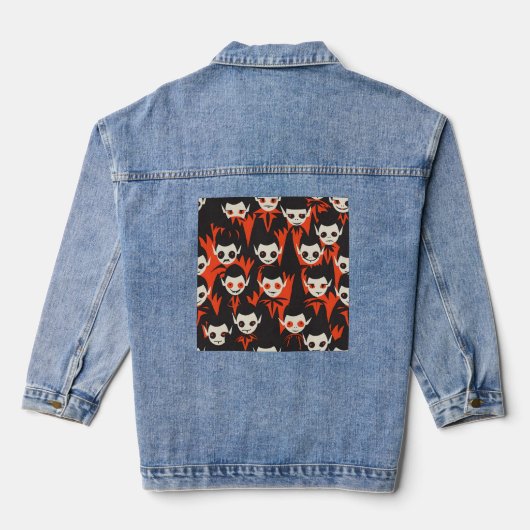 Tiled Vampire Pattern Jeansjacke (Rückseite)
