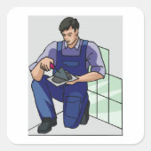 Tiler am Arbeitsplatz Quadratischer Aufkleber (Vorderseite)