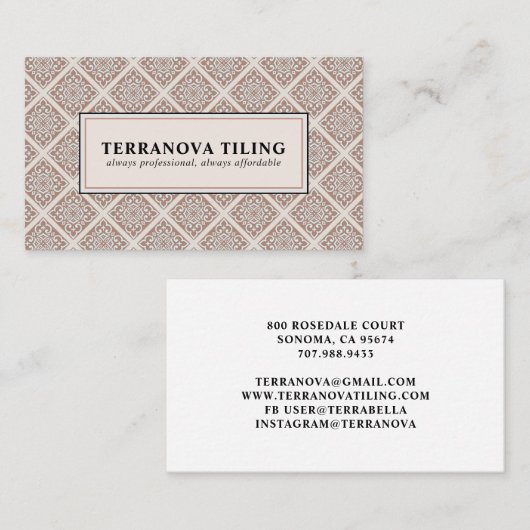Tiler Tiling geometrischen Muster Square Business Visitenkarte (Vorne/Hinten)