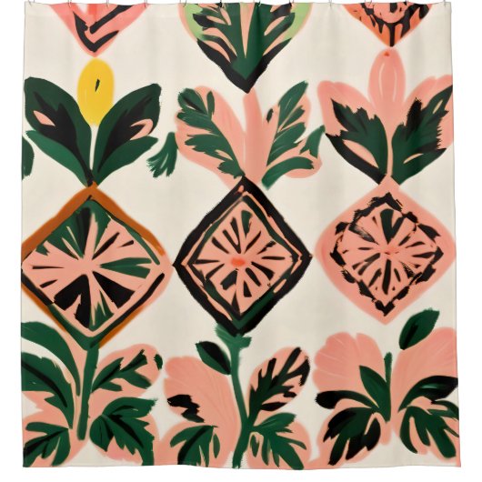 Tiles & Botanicals Duschvorhang (Vorderseite)