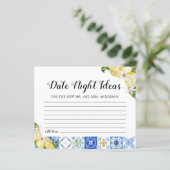 Tiles Lemon Date Night Ideas Brautparty Card (Stehend Vorderseite)