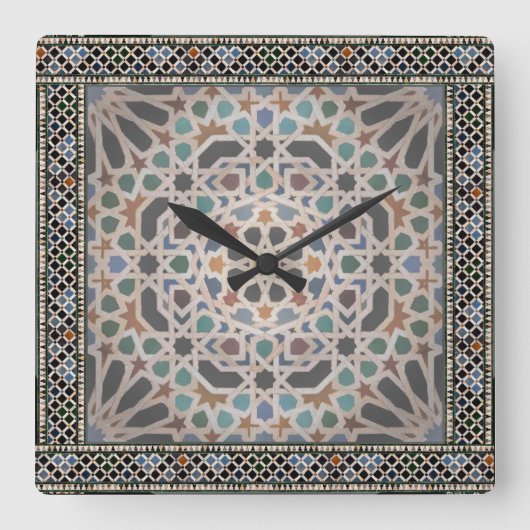 Tiles of the Alhambra Quadratische Wanduhr (Vorderseite)