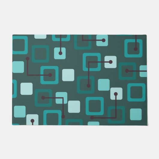 Tiles & Squares Aquamarin für die Mitte der 50er J Fußmatte (Vorderseite)