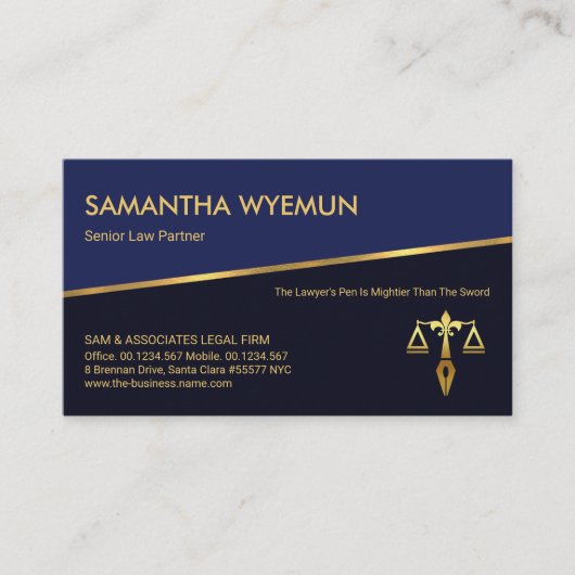 TilgGold Line Blue Shades Barrister Paralegal Visitenkarte (Vorderseite)