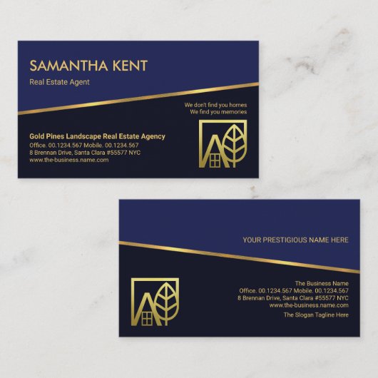 Tilgung von Gold Line Blue Layers Realtor Real Anw Visitenkarte (Vorne/Hinten)