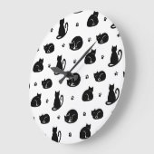 Tiling Cats Pattern Wall Clock – For cat lovers Große Wanduhr (Winkel)