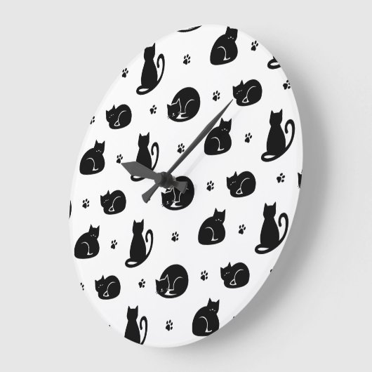 Tiling Cats Pattern Wall Clock – For cat lovers Große Wanduhr (Winkel)