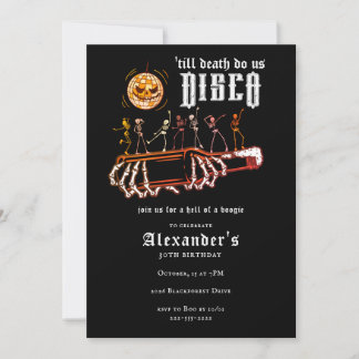 Till Death Disco 30. Geburtstag Retro-Skelett-Bier Einladung