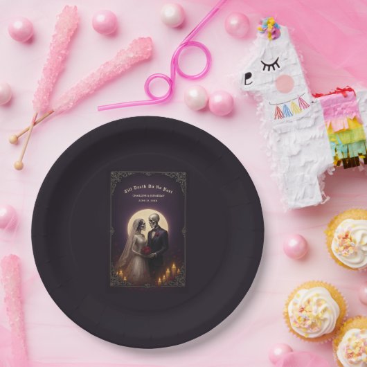 Till Death Do Us Part Gothic Skeletons Wedding Pappteller (Party)