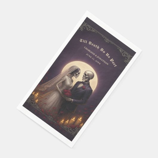 Till Death Do Us Part Gothic Skeletons Wedding Serviette (Ecke)