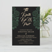 Till Death Do Us Part Green Rose Gothic Wedding In Einladung (Stehend Vorderseite)