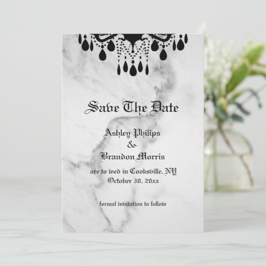 Till Death Do Us Part Marble Save the Date (Stehend Vorderseite)