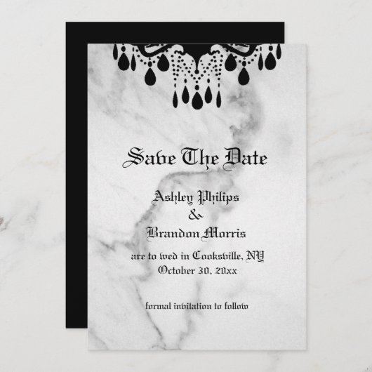 Till Death Do Us Part Marble Save the Date (Vorne/Hinten)