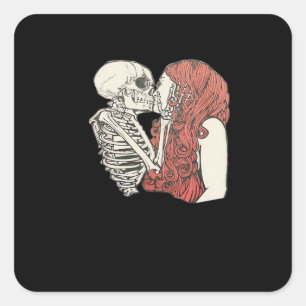 Till Death Do us Part Skeleton Art Classic Quadratischer Aufkleber