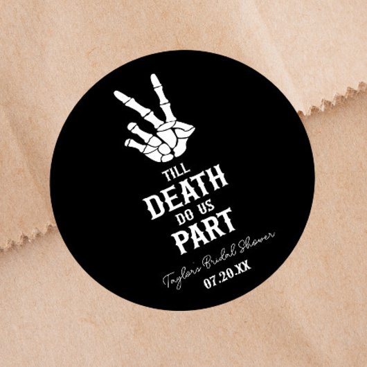 Till Death Do Us Part Skeleton Bridal Shower Runder Aufkleber