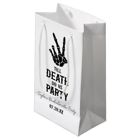 Till Death Do Us Party Skeleton Bachelorette Party Kleine Geschenktüte (Vorderseite Schrägansicht)