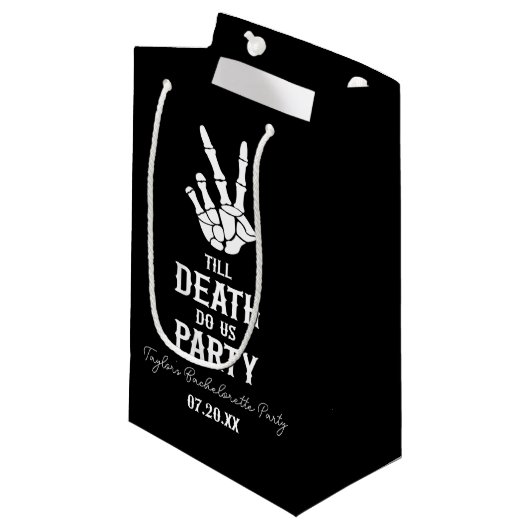 Till Death Do Us Party Skeleton Bachelorette Party Kleine Geschenktüte (Vorderseite Schrägansicht)