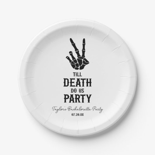 Till Death Do Us Party Skeleton Bachelorette Party Pappteller (Vorderseite)