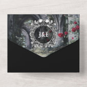 Till Death Gothic Ruins Roses Floral Wedding All In One Einladung (Rückseite)