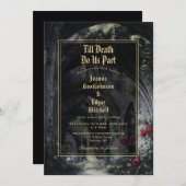 Till Death Gothic Ruins Roses Monogram Wedding Einladung (Vorne/Hinten)