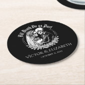 Till Death Gothic Skeleton Couple Black Wedding Runder Pappuntersetzer (Angewinkelt)