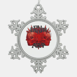 Till Death macht uns Kunst in der weißen Klassik Schneeflocken Zinn-Ornament