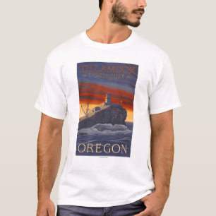 Tillamook Leuchtturm-Vintages Reise-Plakat T-Shirt