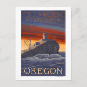 Tillamook Lighthouse Vintage Travel Poster Postkarte (Vorderseite)