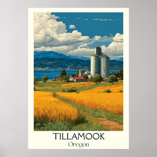 Tillamook Oregon Vintag Farmland Leuchtturm Kunst, Poster (Vorne)