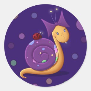 Tilly die Schnecke mit Punkten Runder Aufkleber